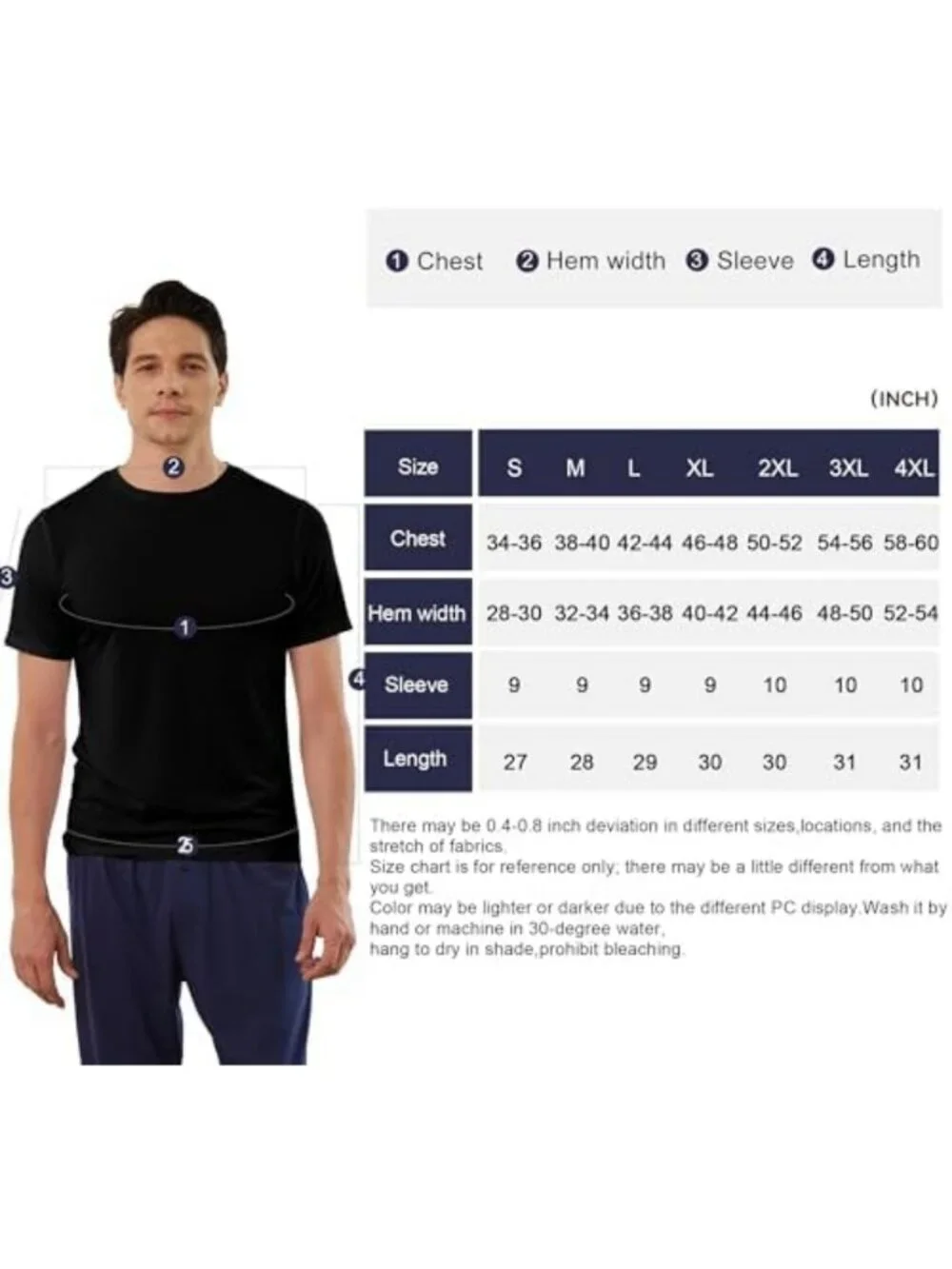 Men's Moisture-Wicking Crewneck Undershirts - 6 Pack Bamboo Cool T-Shirts